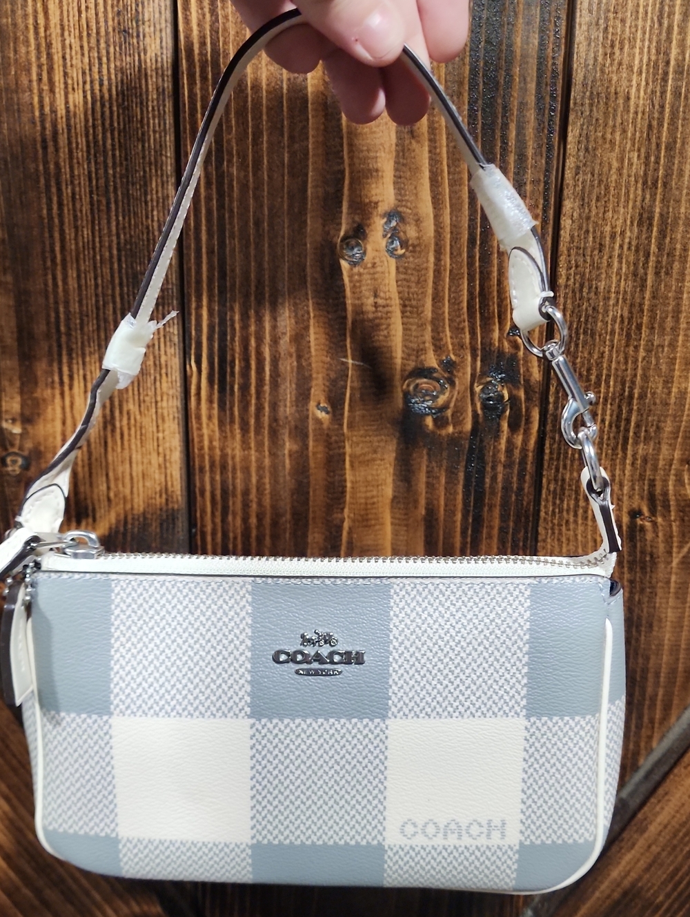 Coach Nolita 19 in Buffalo Plaid Print (Chalk White / Slate Grey) - Style C1583